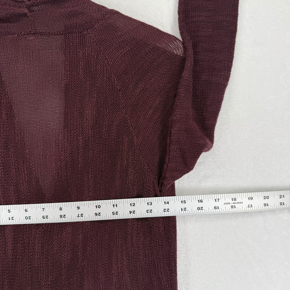 Moth Anthropologie Maroon Fringe Open Front Cardigan Space Dye Hem Small - Picture 3 of 10